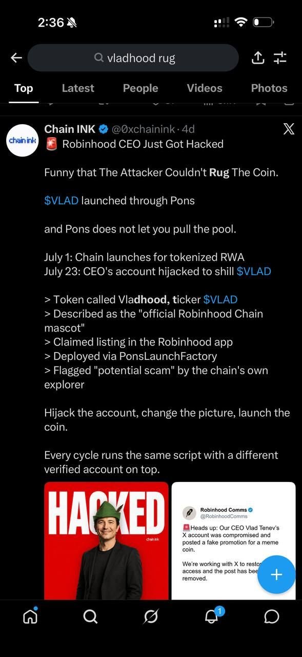 Chain INK breakdown: deployed via PonsLaunchFactory, flagged potential scam, same script every cycle