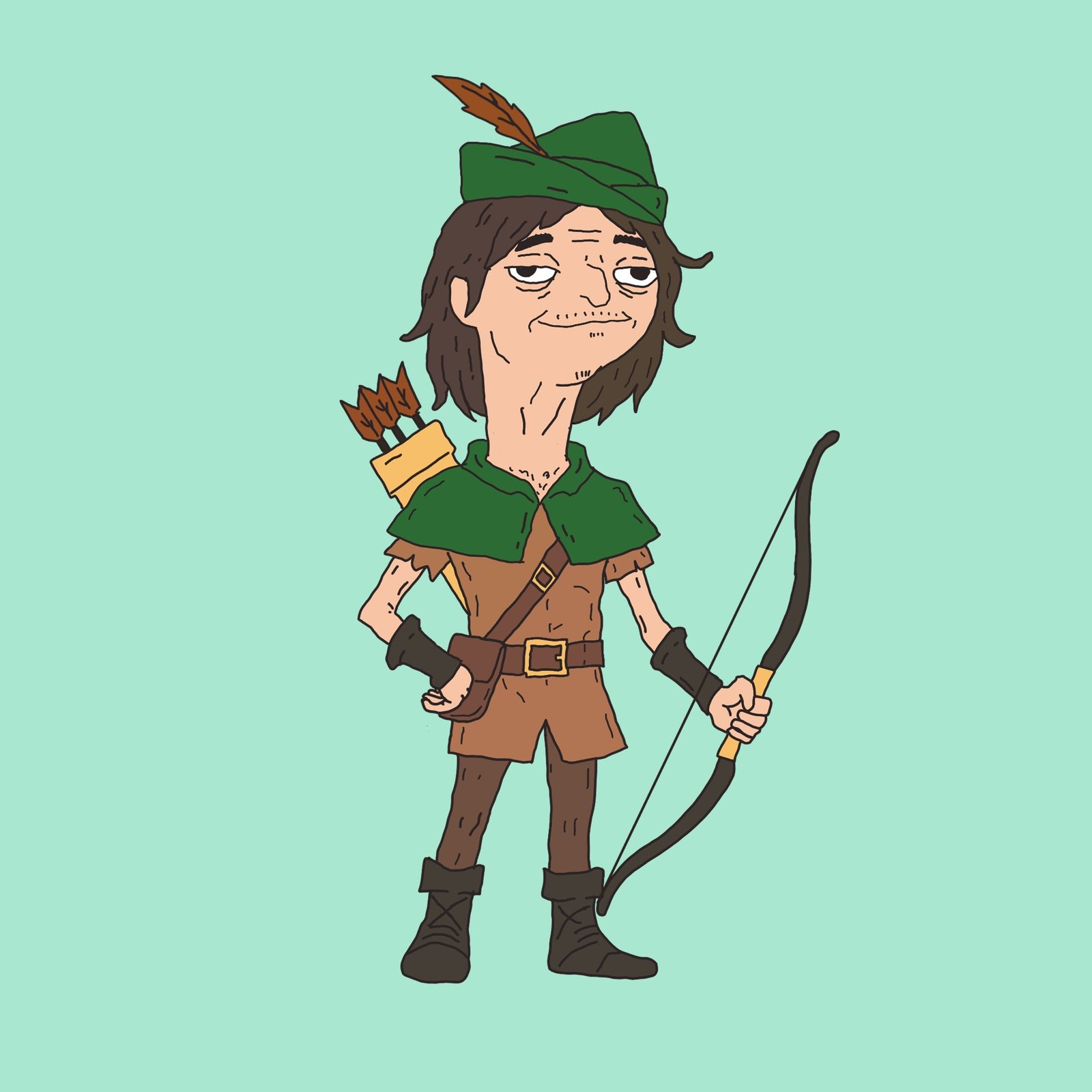 Vladhood the outlaw mascot holding a bow