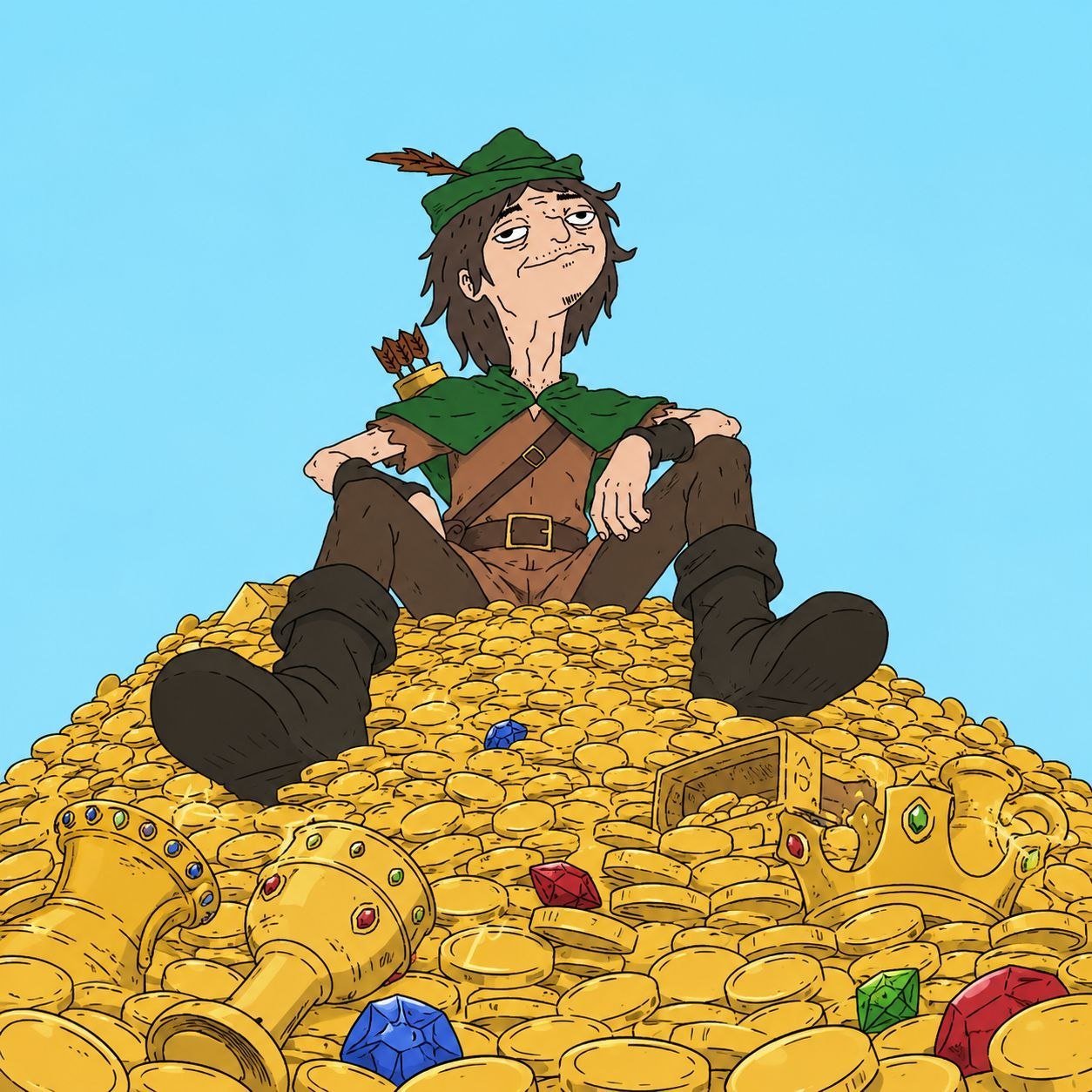 Vladhood with the recovered treasure, ready to give it back to the people